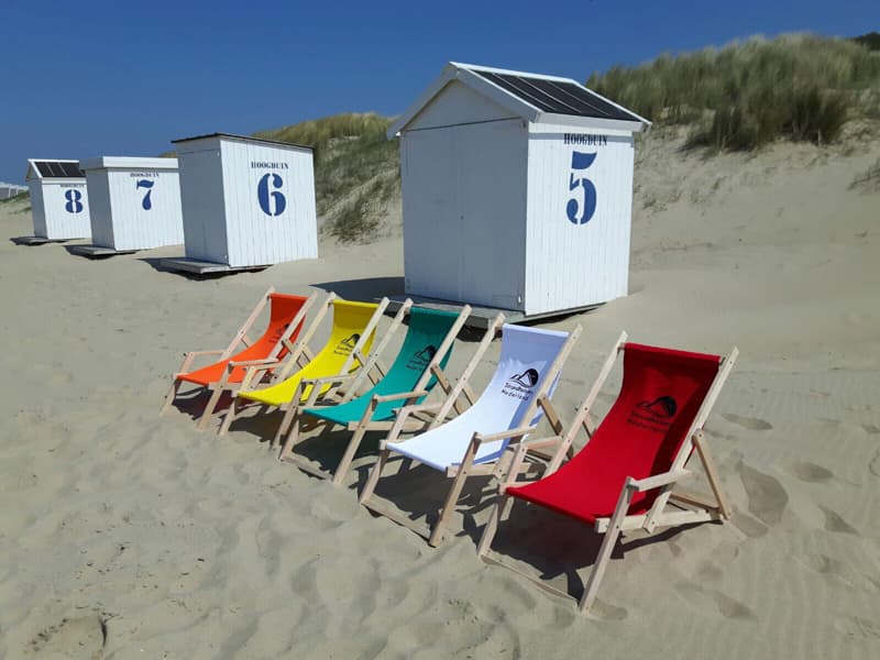 houten strandstoel voor 2 personen rood
